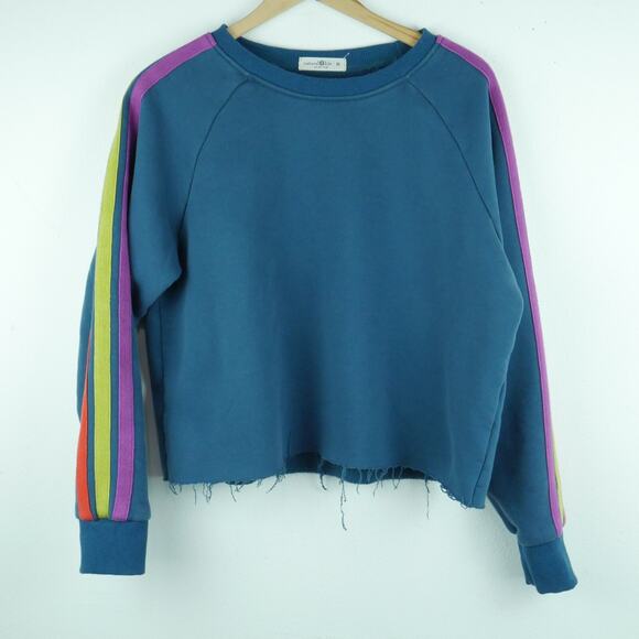 Natural Life Medium Sweatshirt Crewneck Raglan Stripe Crop Boho Hippy Relaxed - Picture 1 of 7